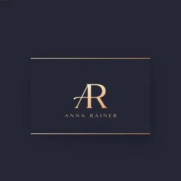 AR letters logo, elegant monogram design on a card Stock Illustration