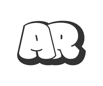 AR logo, bubble comic lettering, rounded in graffiti style black and white .. Stock Illustration