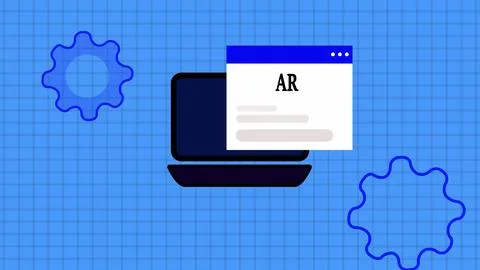 AR logo isolated digital technology notification message page on laptop dis.. Stockillustratie