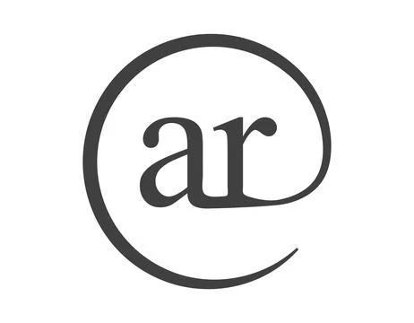 AR logo from two letter with circle shape email sign style. A and R round l.. Stock Illustration