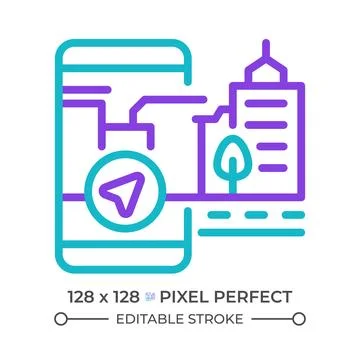 AR navigation two color line icon 스톡 일러스트