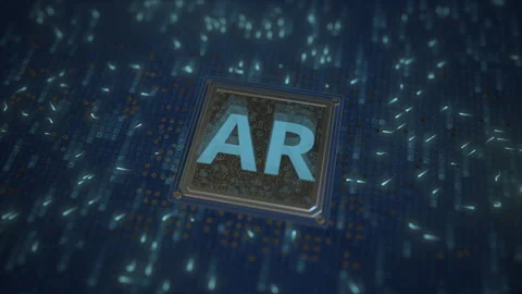 AR or Augmented Reality text on a computer processor 3d animation 库存影片 151377829