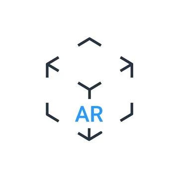 AR reality symbol vector icon. Virtual augmented reality cube screen 3d logo Stock Illustration