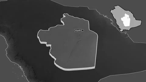 Ar Riyad, Saudi Arabia, extruded. Grayscale Stock Footage 167608817