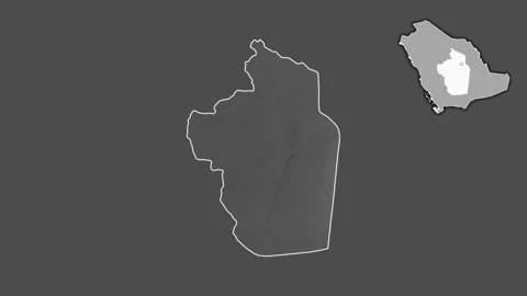 Ar Riyad, Saudi Arabia, extruded and isolated. Grayscale Stock Footage 241362548