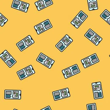 Ar smartphone augmented reality vector seamless pattern Stock Illustration