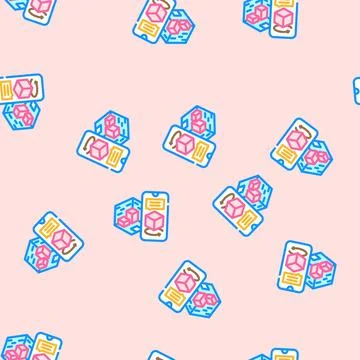 Ar smartphone augmented reality vector seamless pattern イラスト素材