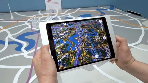 AR tablet computer in hands Stock Footage 107349357