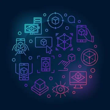 AR Technology vector round colored concept illustration Stock Illustration
