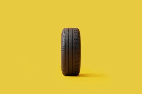?ar tire on a yellow background Stock Illustration