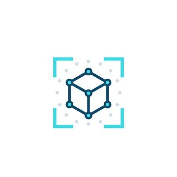 AR vector icon with cube Illustrazione stock