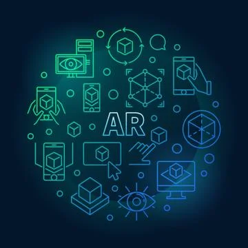 AR vector round creative illustration on dark background Stock Illustration