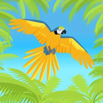 Ara Parrot Flat Design Vector Illustration 스톡 일러스트