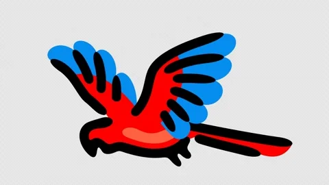 Ara parrot, macaw parrot or parrot macaw is flying, graphic animation Stock Footage 293698043