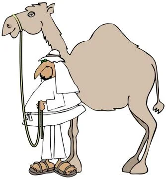 Arab and his camel Stock Illustration