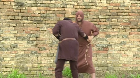 Arab assassin killing knight Stock Footage 140598497