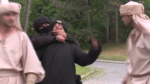 Arab assassin killing Sheikh 2 Stock Footage 140598520