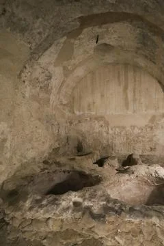 Arab baths located underground The Clarisas convent in Elche city Stock Photos
