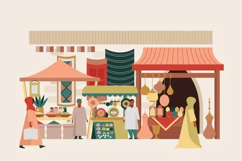 Arab bazaar illustration Ilustración de archivo