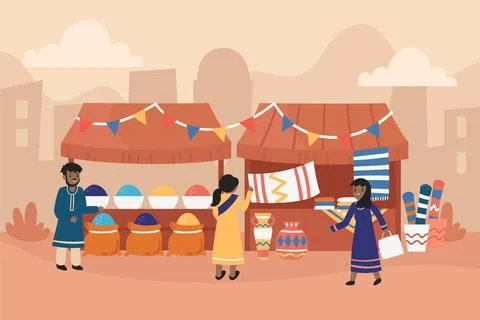 Arab bazaar illustration Stock Illustration