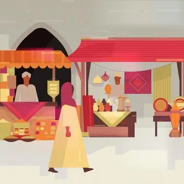 Arab bazaar illustration Ilustración de archivo