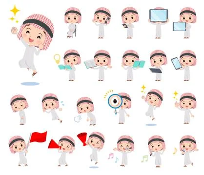 Arab boy Action Stock Illustration