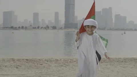 Arab boy at the beach. Stock Footage 302536064
