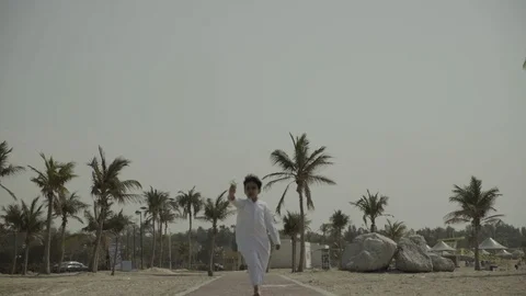 Arab boy flying kite. Stock Footage 108256792