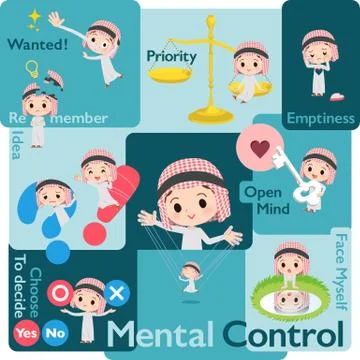 Arab boy Mental Stock Illustration