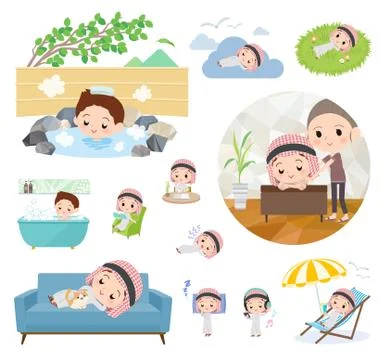 Arab boy relax Stock Illustration