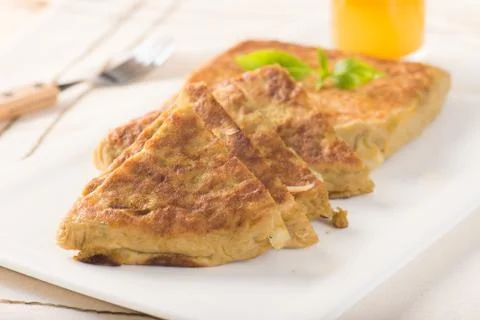 Arab bread murtabak, in setting background Stock Photos