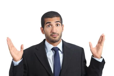 Arab business man with a doubt gesturing Stock Photos