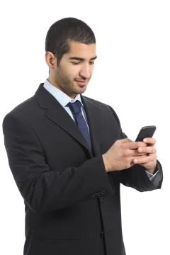 Arab business man working using a mobile phone Stock Photos