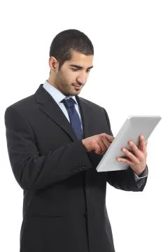 Arab business man working using a tablet Stock Photos