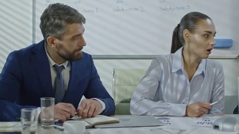 Arab Businessman Discussing Work with Team of Businesspeople Stock Footage