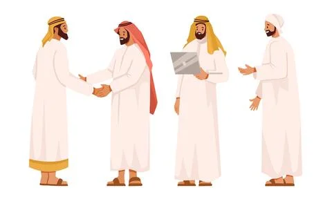 Arab Businessman in Office Working Engaged in Business Deal Vector Illustration Stock Illustration