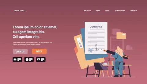 Arab businessman working with paper documents arabic business man sign up 스톡 일러스트