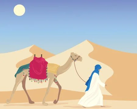 Arab with camel Stock Illustration