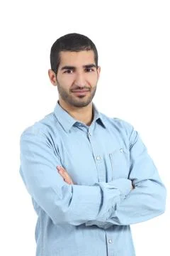 Arab casual man posing with folded arms Stock Photos