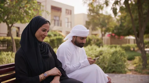 Arab couple sitting together. Stock Footage 155245866