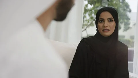 Arab couple talking Stock Footage 105805129