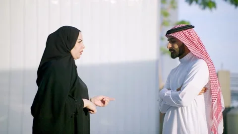 Arab couple talking. Stock Footage 237079176