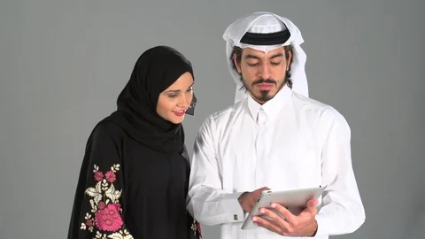 Arab couple using digital tablet. Stock Footage 92856240