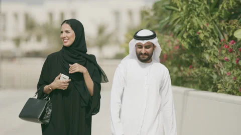 Arab couple walking. Stock Footage 151843827