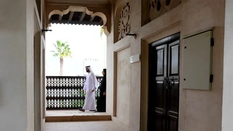 Arab couple walking together. Stock Footage 232570678