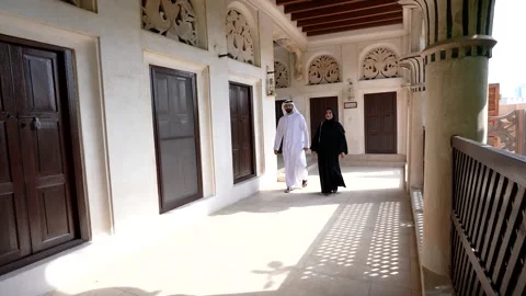 Arab couple walking together. Stock Footage 232721344
