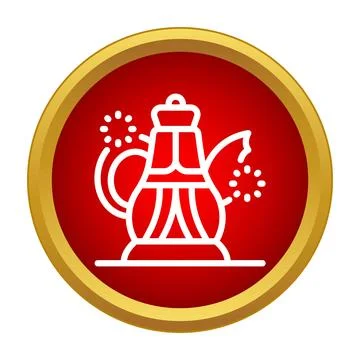 Arab dallah coffee pot steaming icon design Stock Illustration