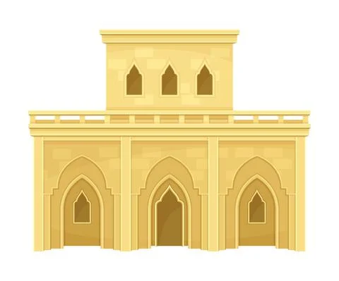 Arab desert mud house. Middle East traditional building vector illustration Ilustración de archivo