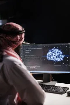 Arab Developer Cybersecurity Network Stock Photos