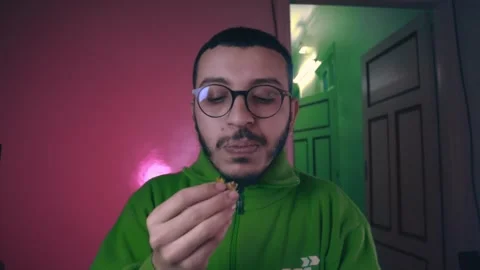 An Arab eats dates for breakfast during the holy month of Ramadan Stock Footage 299578254